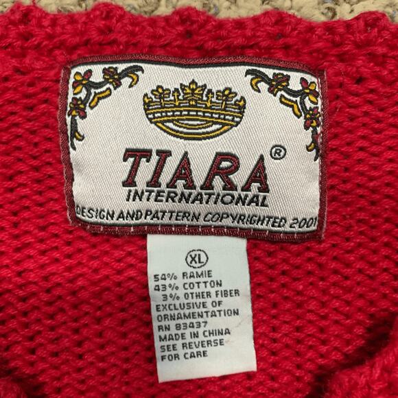 Vintage Tiara International Christmas Sweater XL Red Tree Teddy Bear Holiday - Picture 12 of 13